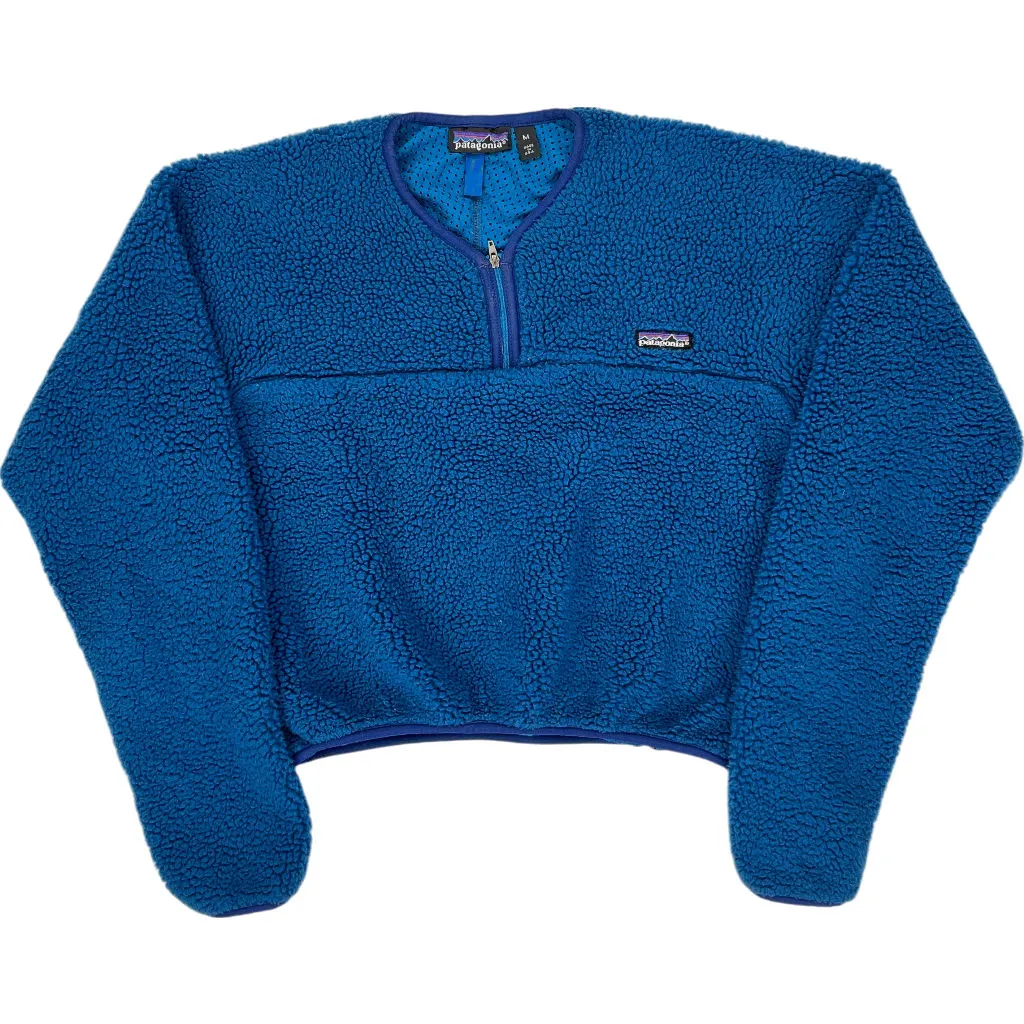 1991 Made in USA Kayak Paddling Patagonia Synchilla Fleece Pullover - Medium - Blue Polyester