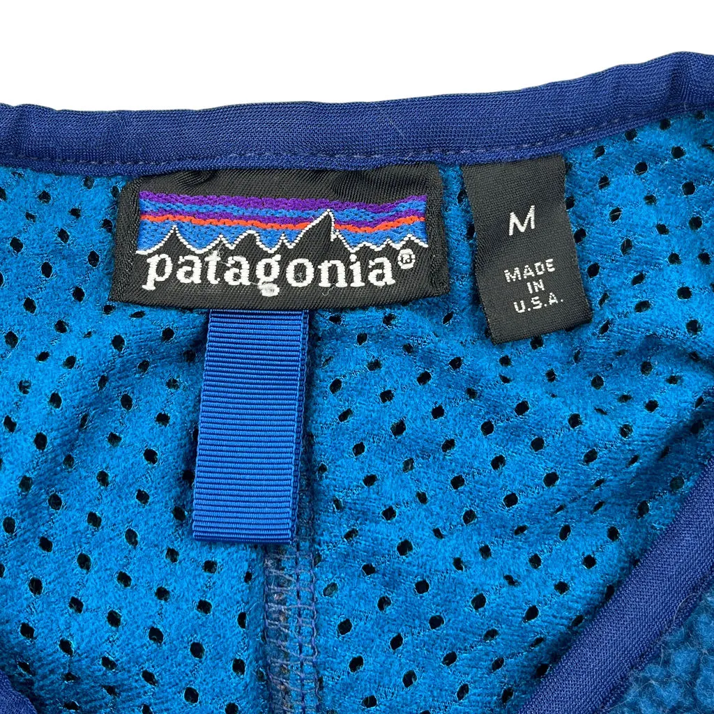 1991 Made in USA Kayak Paddling Patagonia Synchilla Fleece Pullover - Medium - Blue Polyester