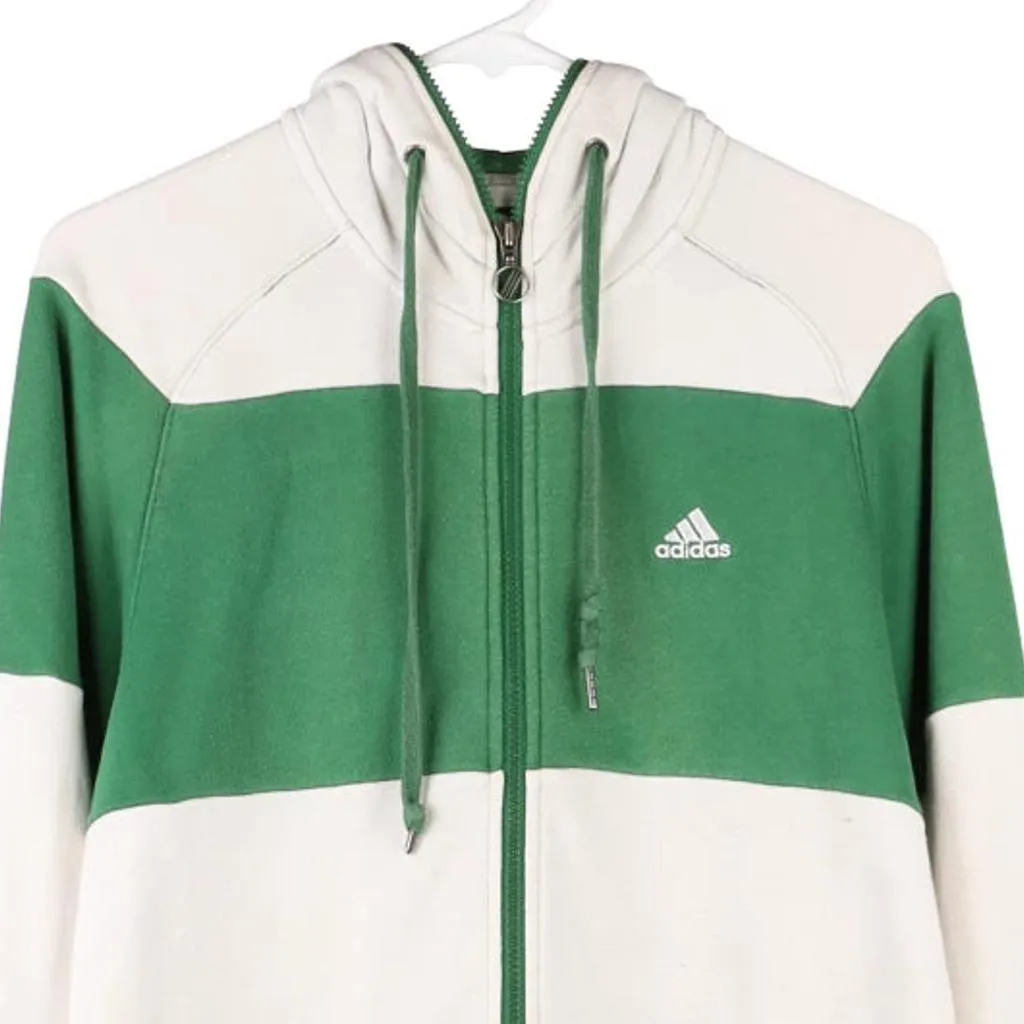 Adidas Striped Hoodie - Small Green Cotton