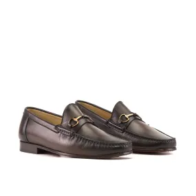 Ambrogio Bespoke Men's Shoes Dark Brown Nappa Leather Moccasin Loafers (AMB2550)