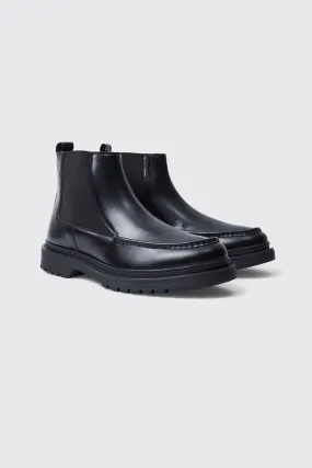 Apron Front Chelsea Boots With Track Sole