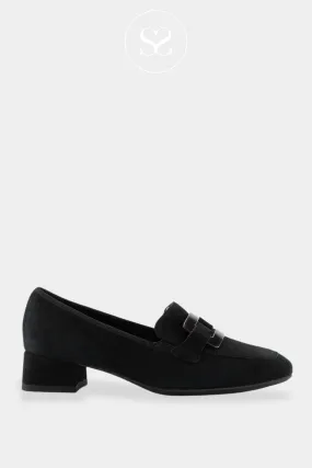 ARA 12-20416 BLACK LEATHER BLOCK HEEL LOAFERS