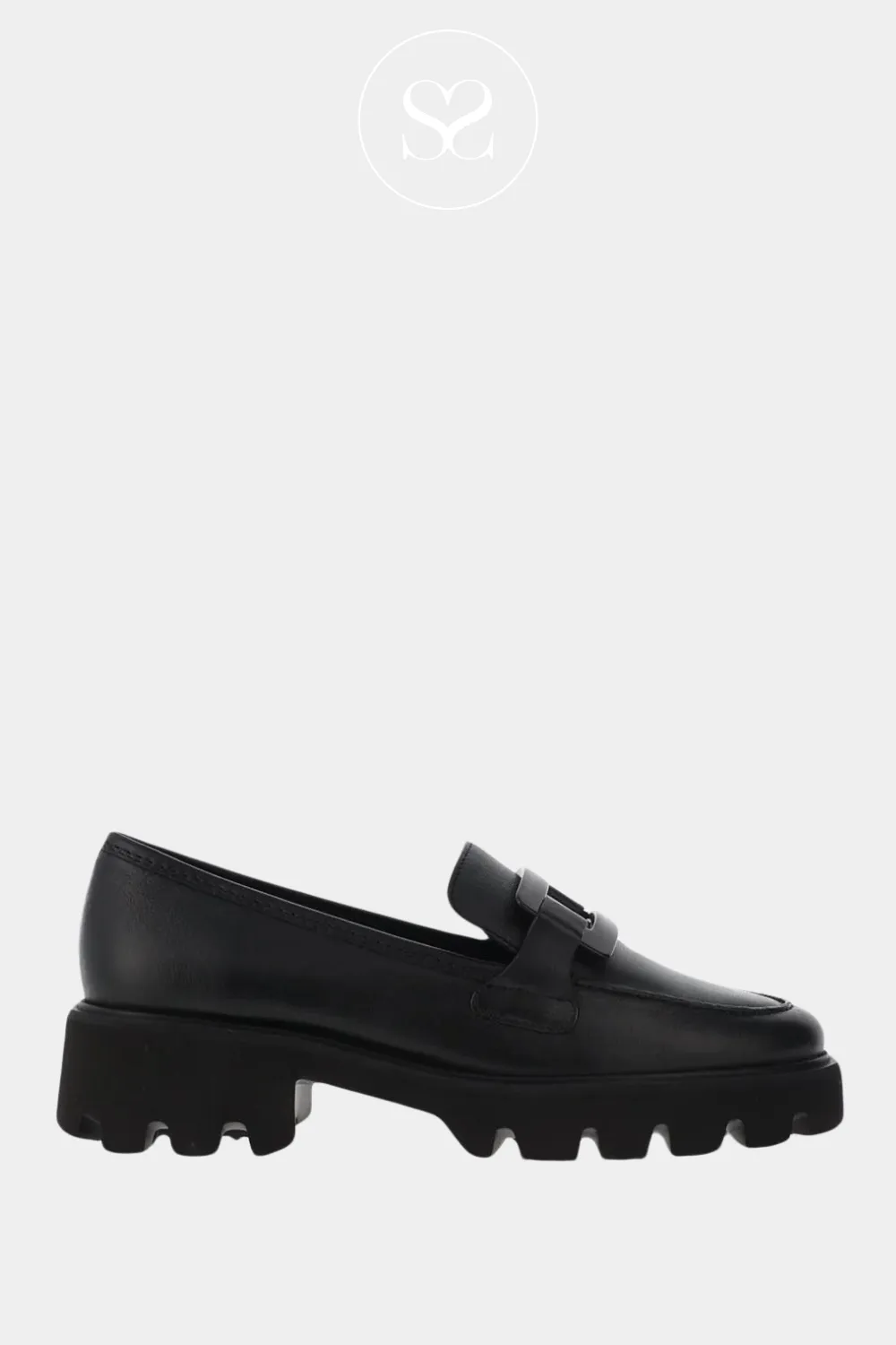 ARA 12-21703 BLACK LEATHER CHUNKY LOAFERS