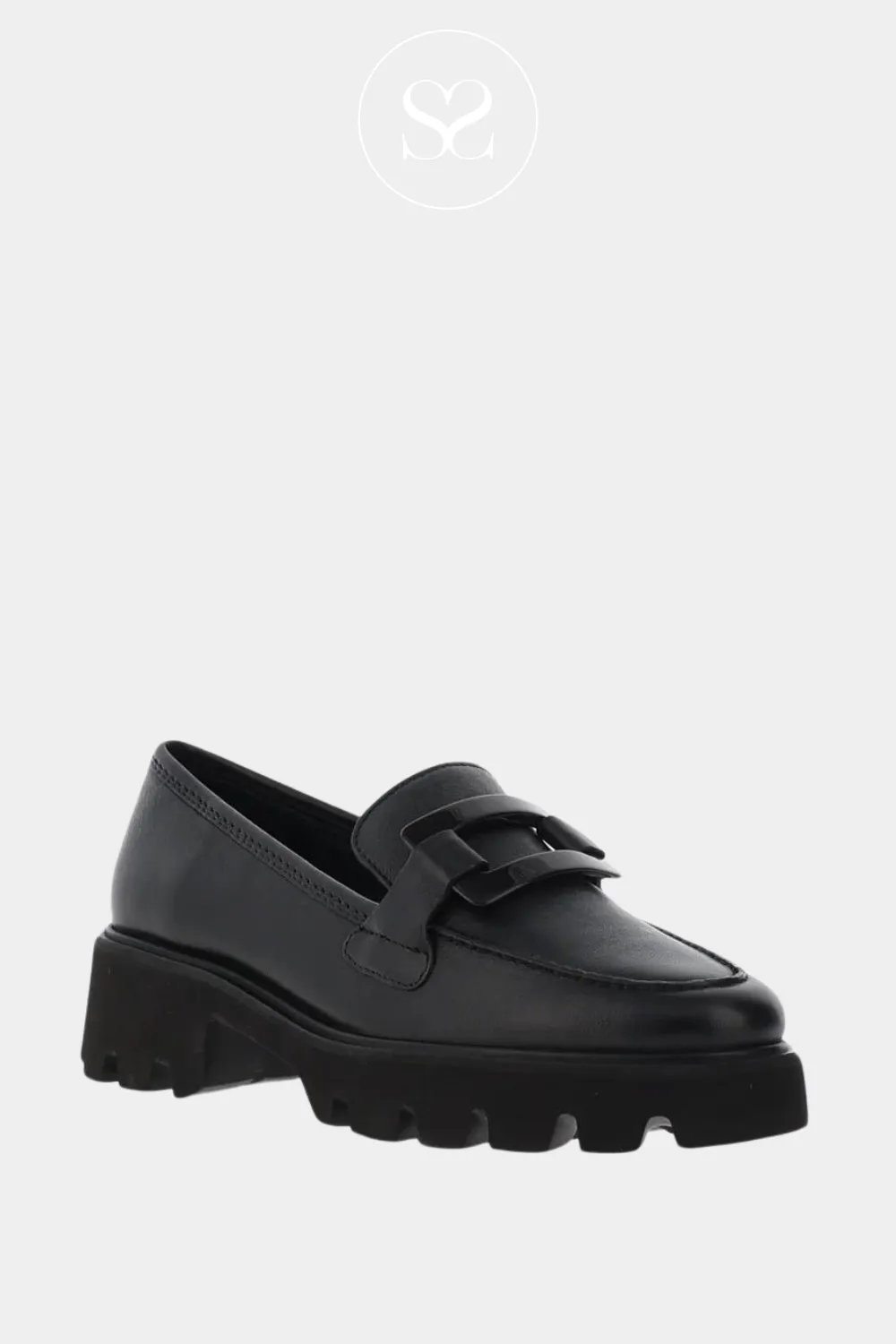 ARA 12-21703 BLACK LEATHER CHUNKY LOAFERS