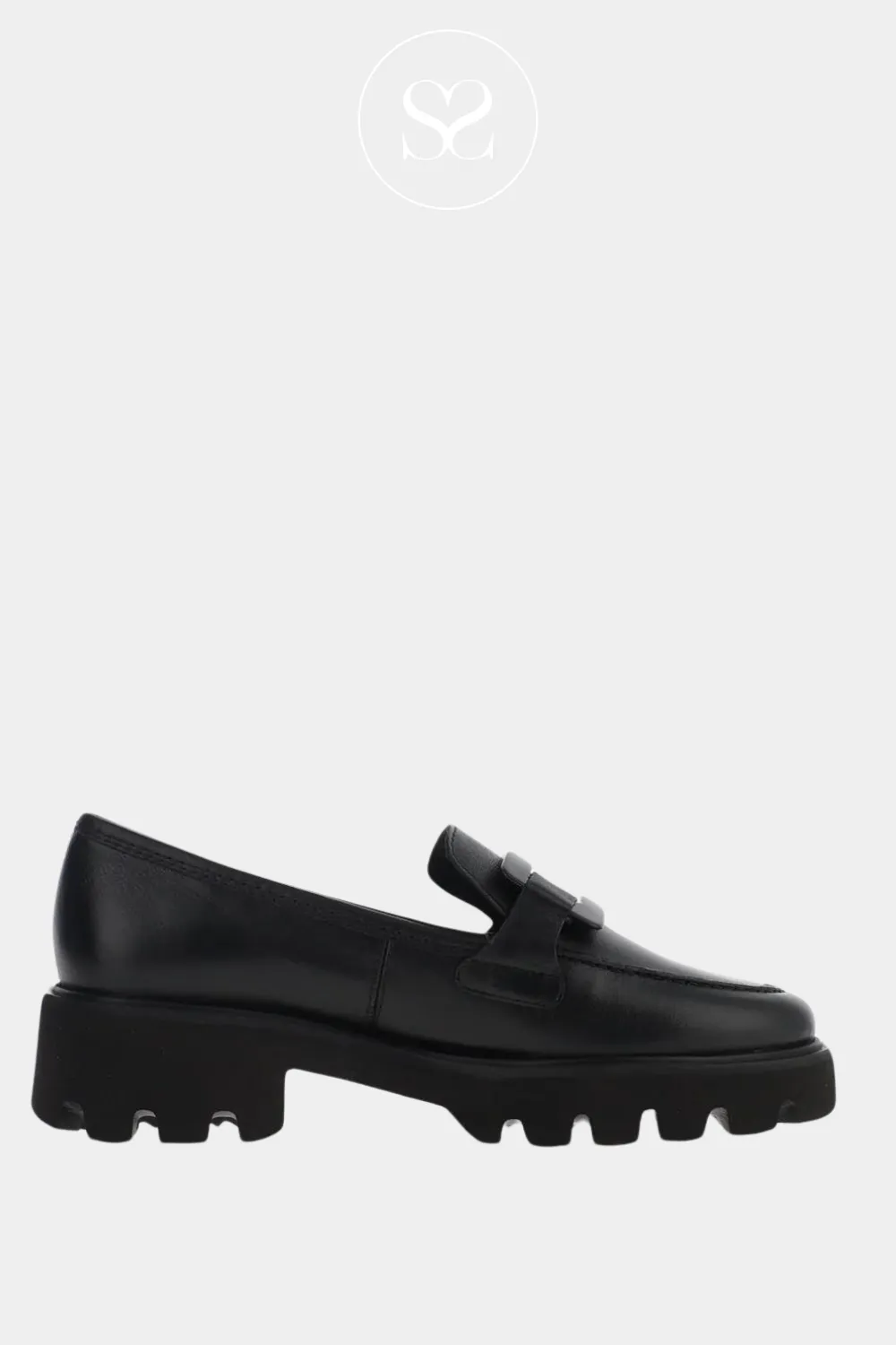 ARA 12-21703 BLACK LEATHER CHUNKY LOAFERS