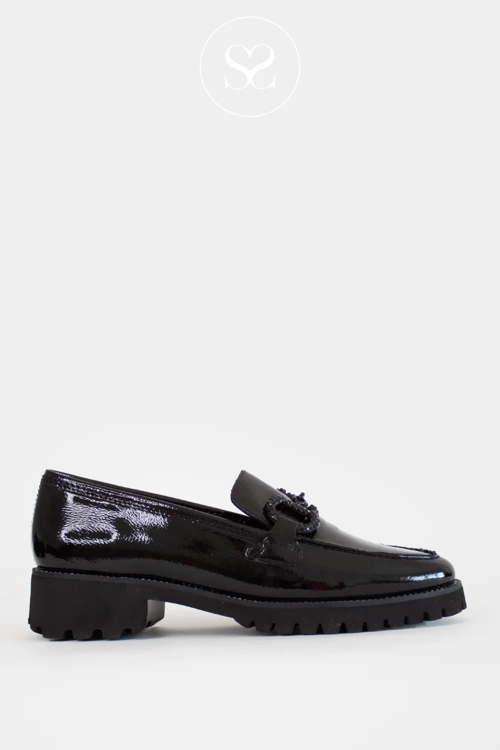 ARA 12-31243 BLACK PATENT CHUNKY LOAFERS