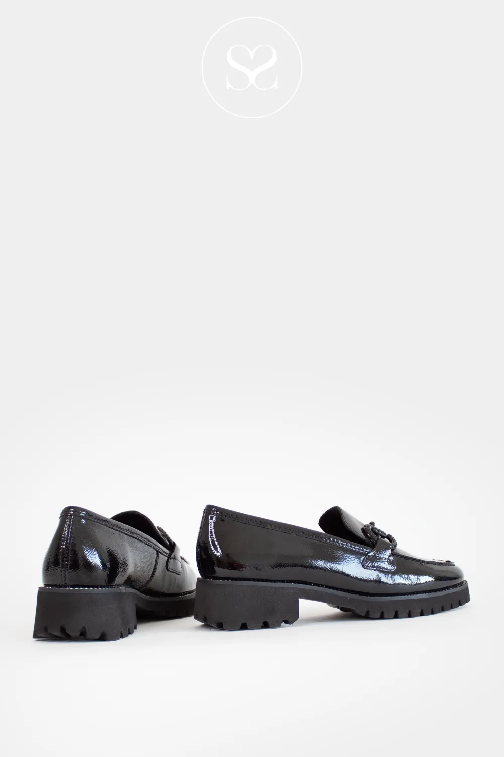 ARA 12-31243 BLACK PATENT CHUNKY LOAFERS