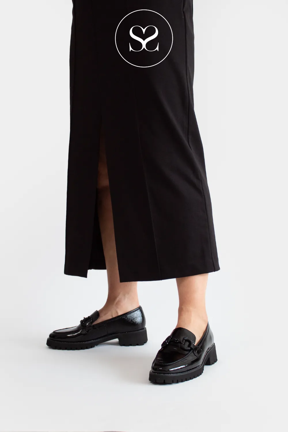 ARA 12-31243 BLACK PATENT CHUNKY LOAFERS