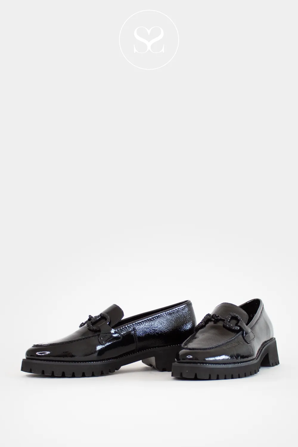 ARA 12-31243 BLACK PATENT CHUNKY LOAFERS