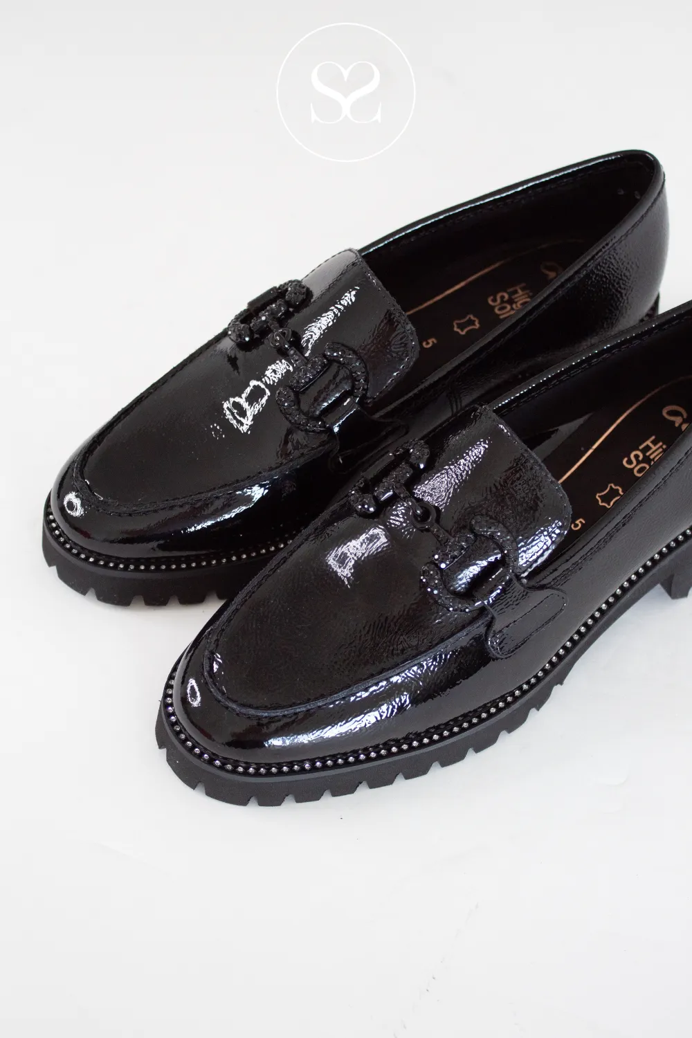 ARA 12-31243 BLACK PATENT CHUNKY LOAFERS