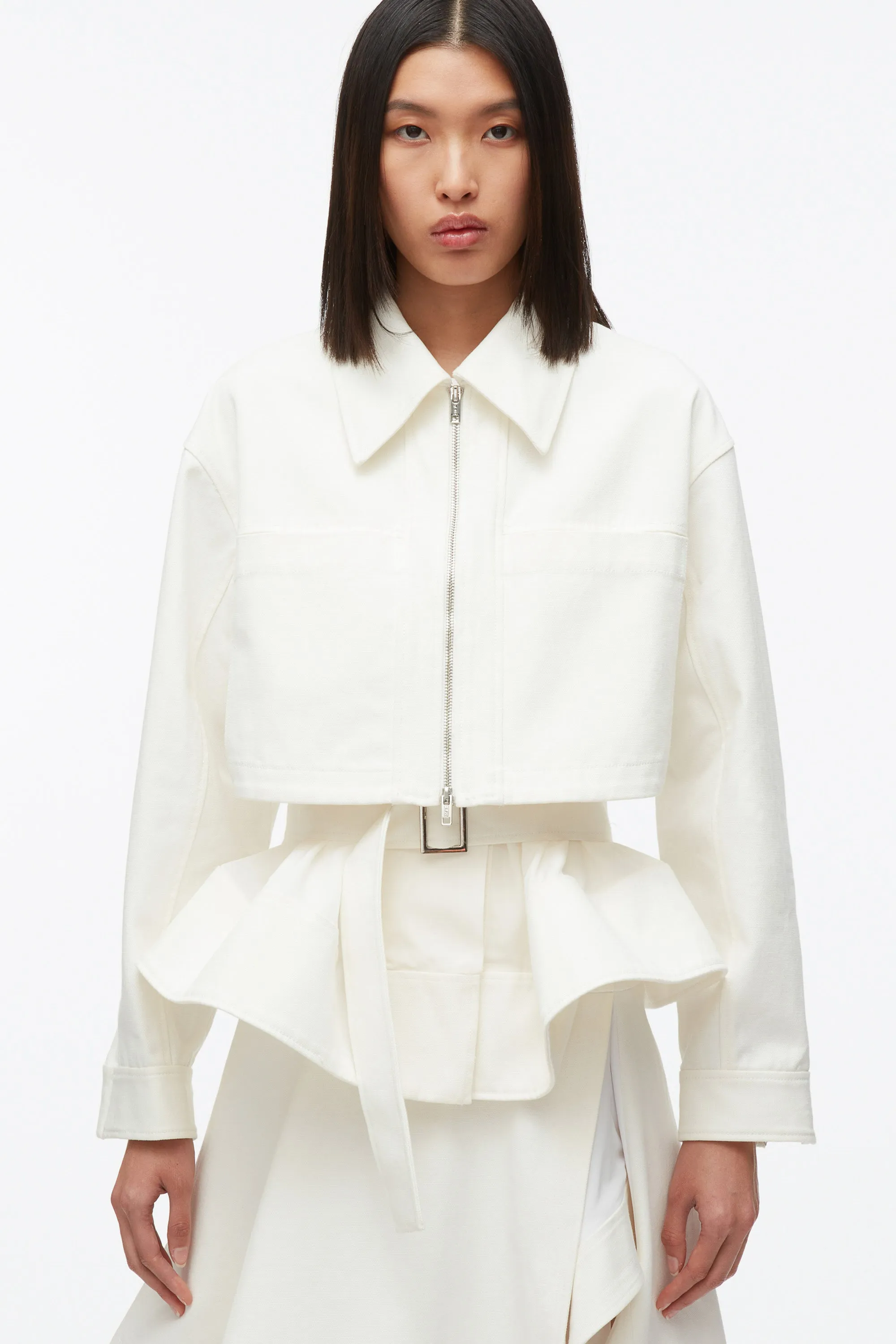 Belted Flounce Utility Jacket