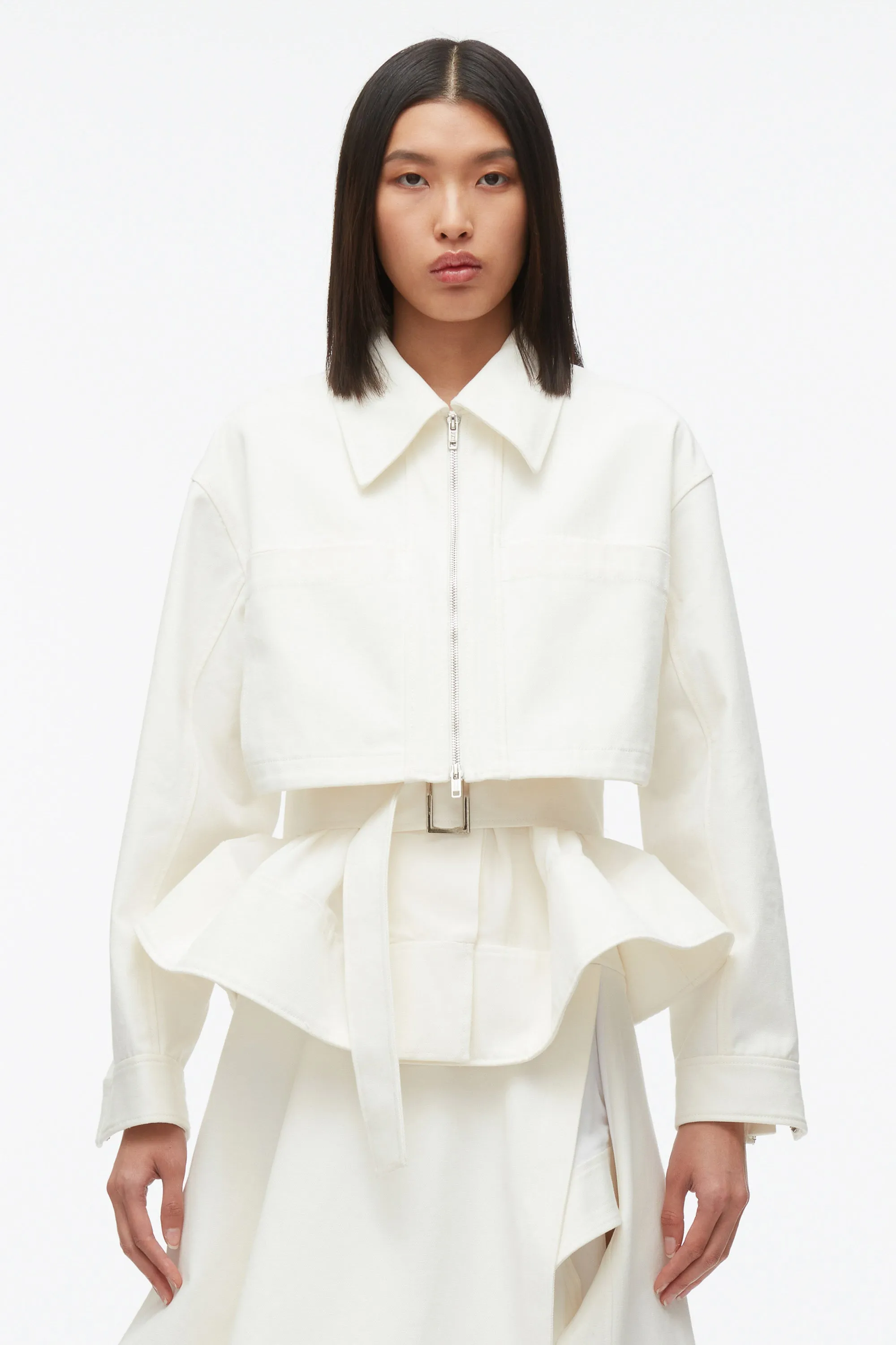 Belted Flounce Utility Jacket