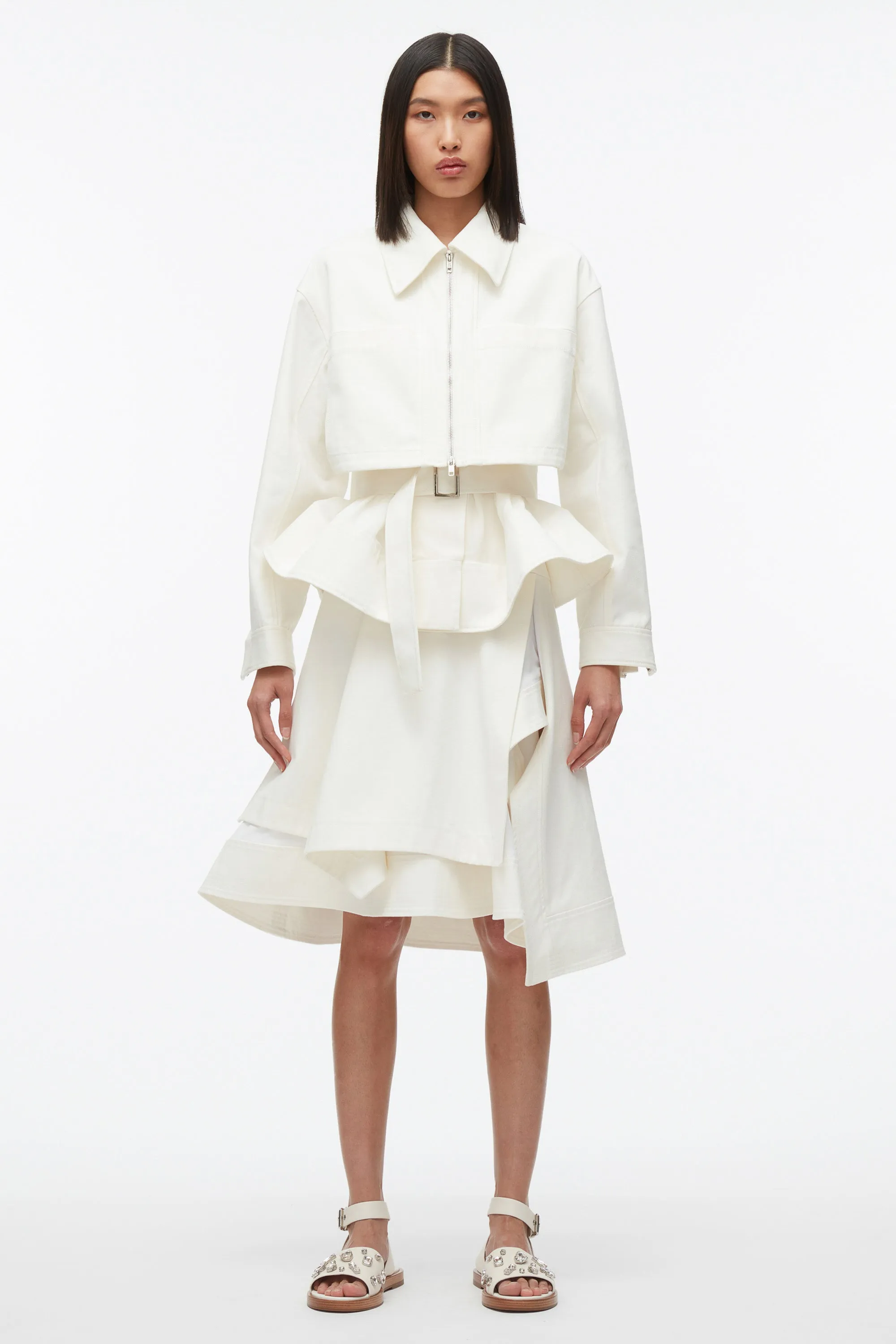 Belted Flounce Utility Jacket