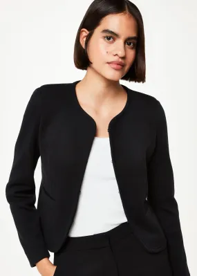 Black Collarless Jersey Jacket