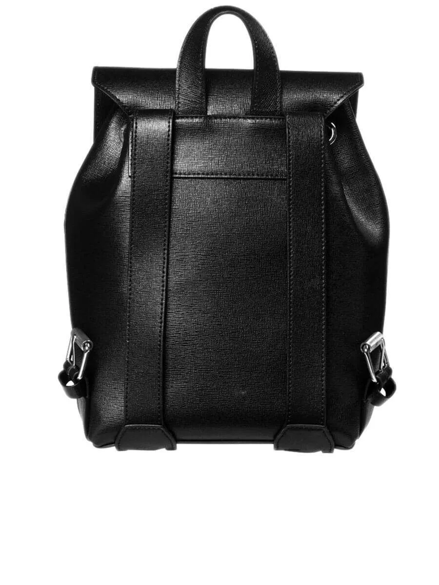 Black Diag Leather Backpack