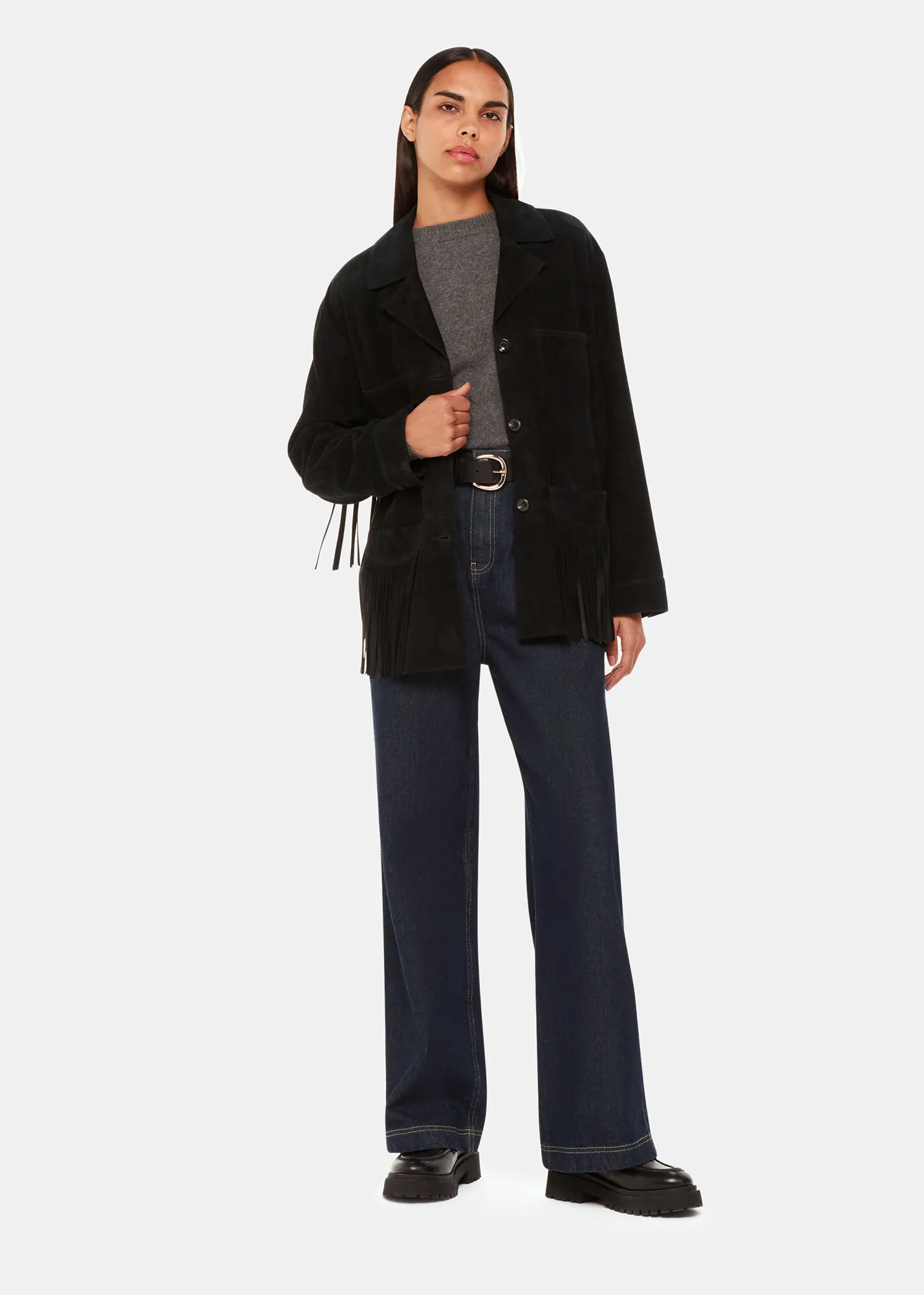 Black Lani Tassel Suede Jacket