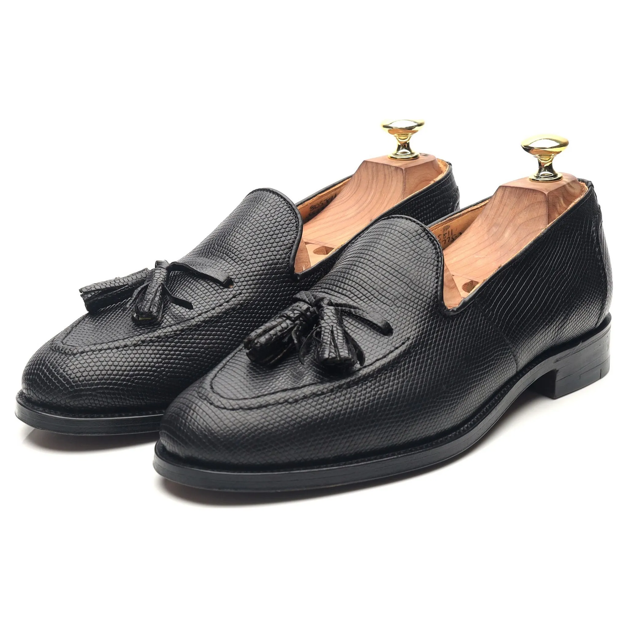 Black Leather Tassel Loafers UK 7