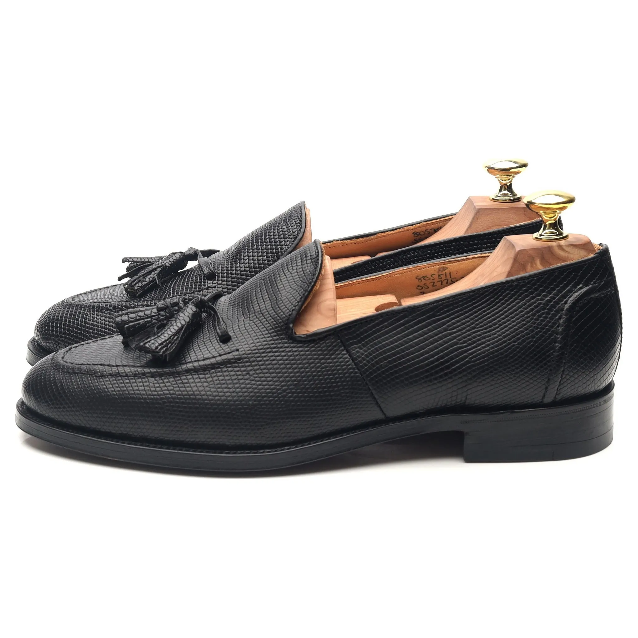 Black Leather Tassel Loafers UK 7