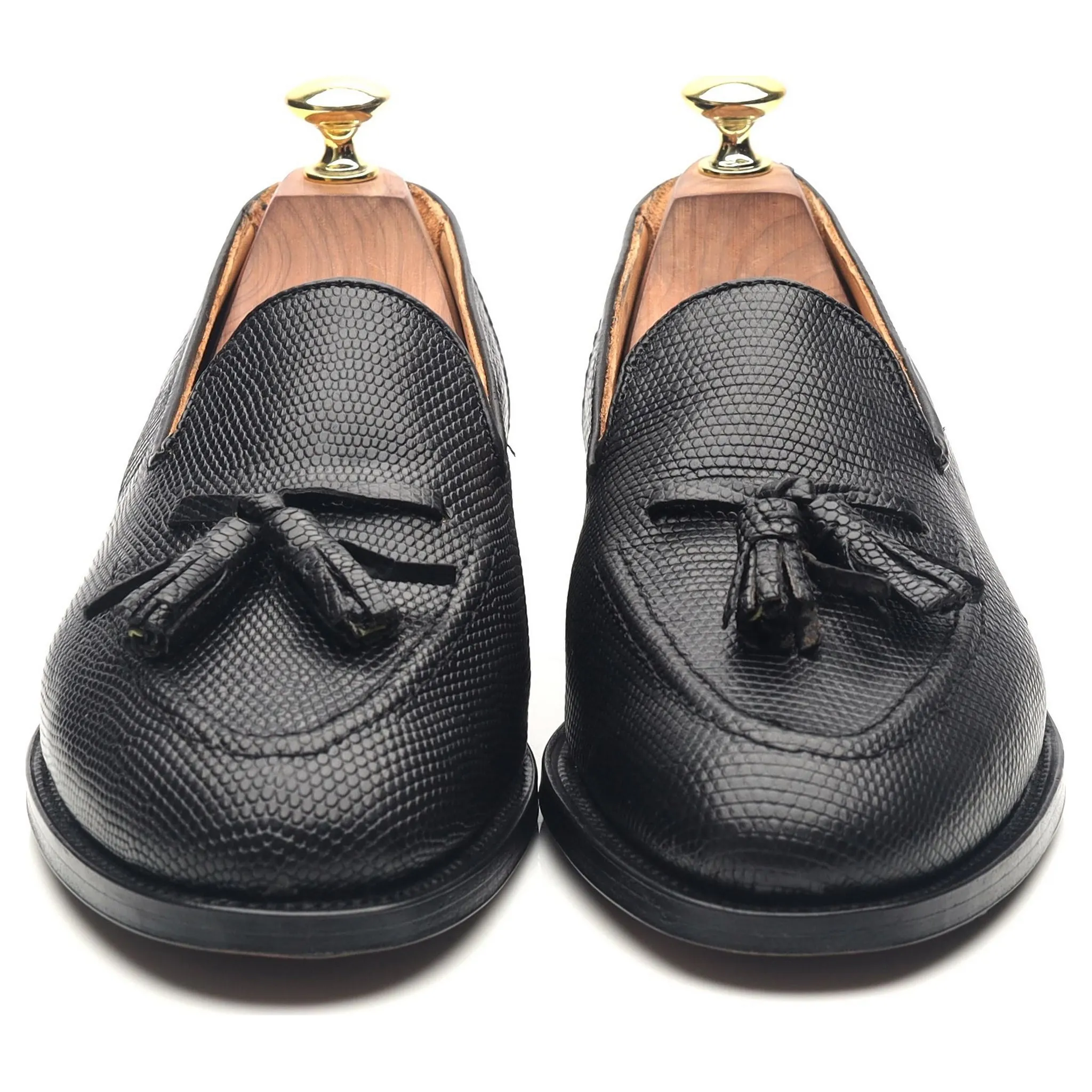 Black Leather Tassel Loafers UK 7