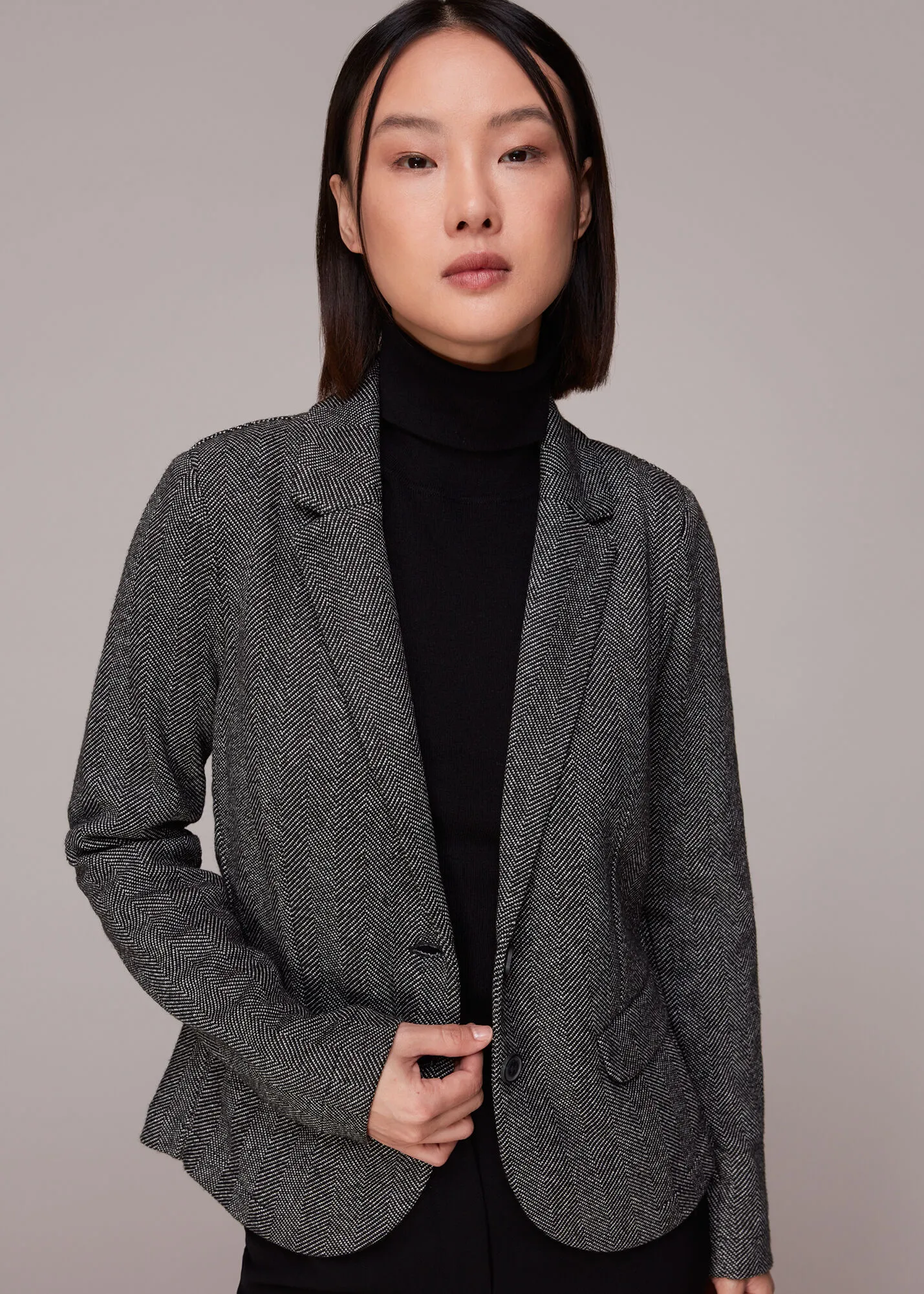 Black Textured Slim Jersey Jacket