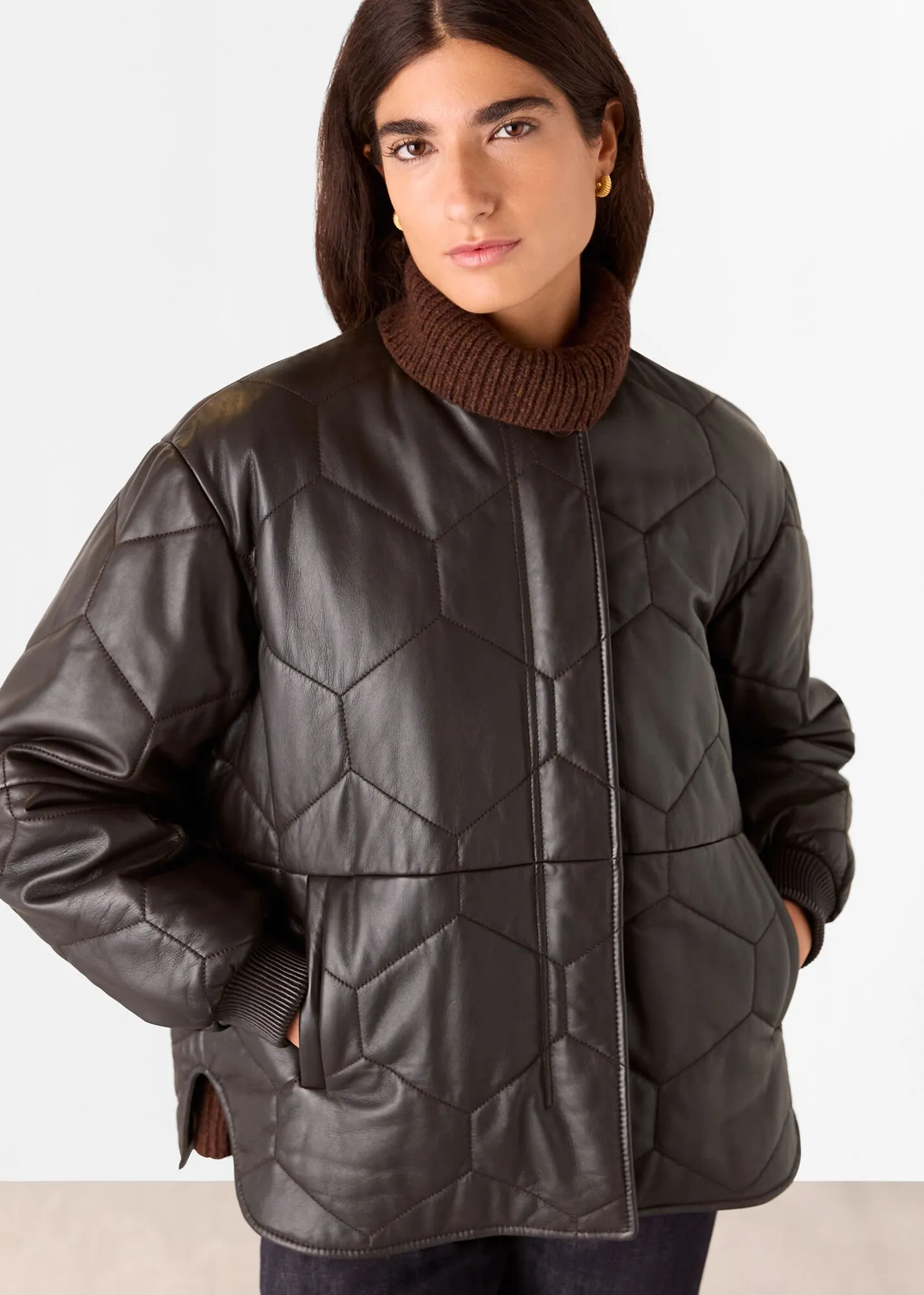 Burgundy Cleo Leather Quilted Jacket