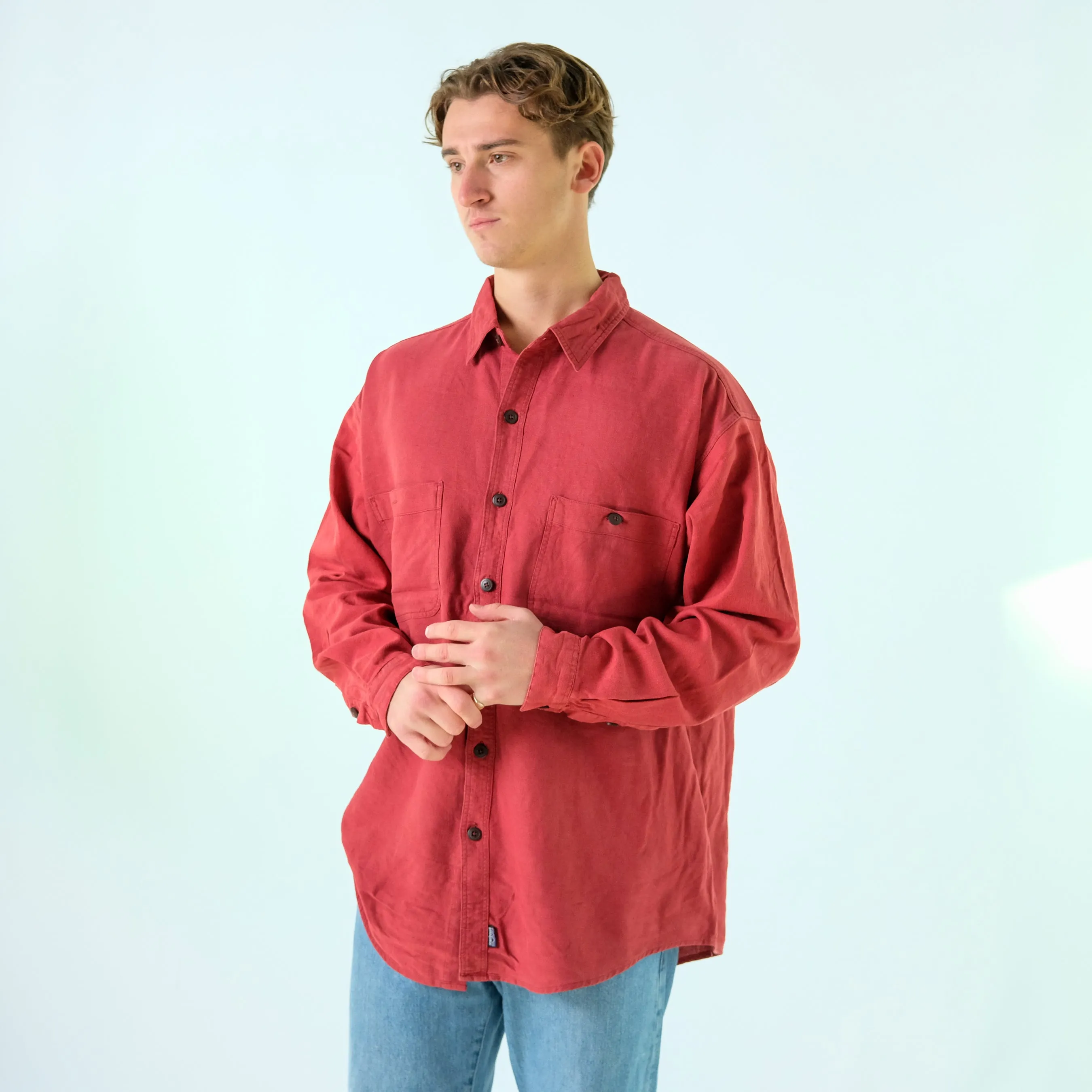 Burgundy Red y2ks Patagonia Long Sleeve Shirt (XL)