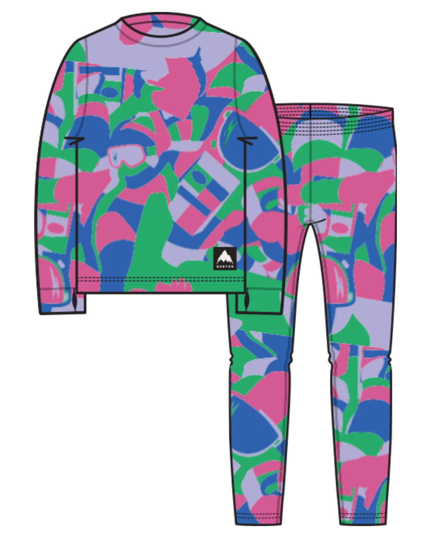 Burton Kids' Fleece Base Layer Set - Multi Cosmoblock | Shop Long Johns at Trojan Wake Ski Snow & Snow Skiers Warehouse