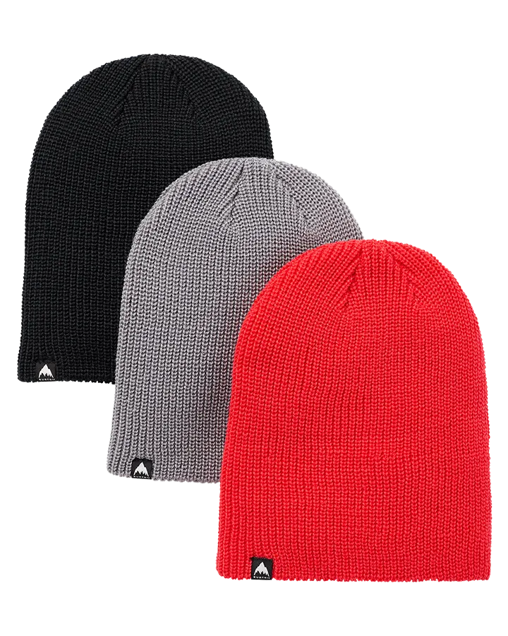 Burton Kids' Recycled Dnd Beanie - 3 Pack - True Black/Sharkskin/Tomat