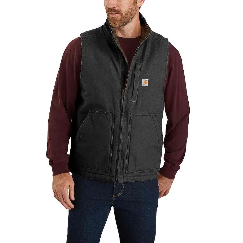 Carhartt Loose Fit Washed Duck Sherpa-Lined Mock-Neck Vest - Sherpa-Lined Vest From Carhartt