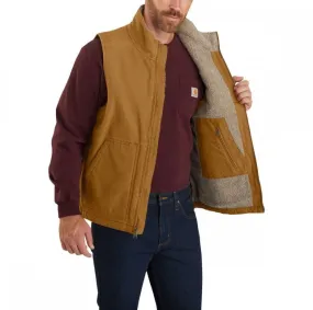 Carhartt Loose Fit Washed Duck Sherpa-Lined Mock-Neck Vest - Sherpa-Lined Vest From Carhartt