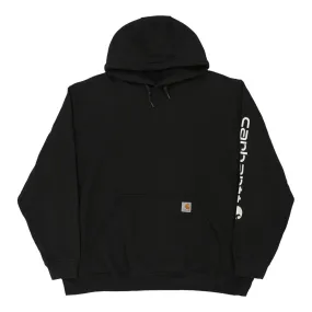 Carhartt Spellout Hoodie - 2XL Black Cotton Blend