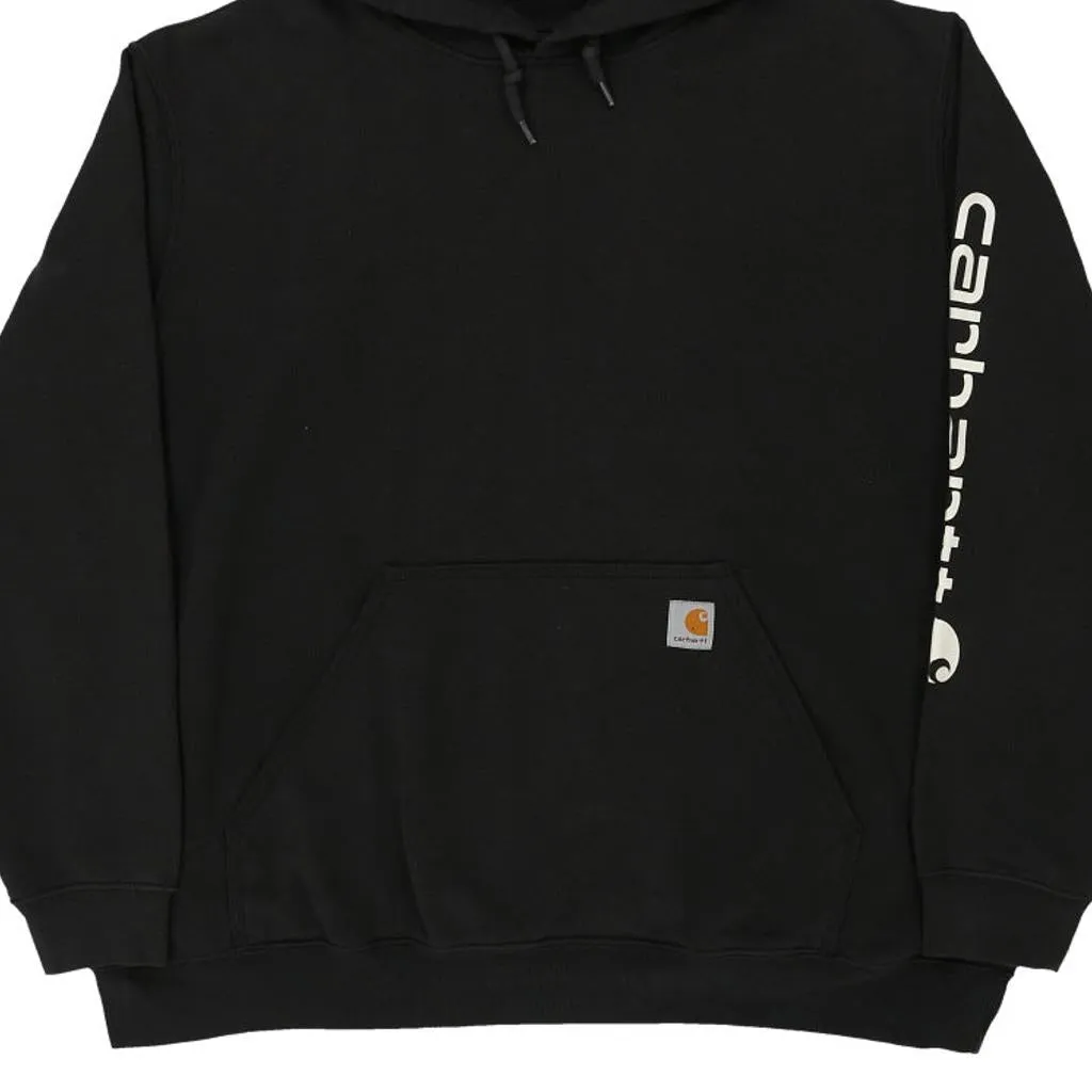 Carhartt Spellout Hoodie - 2XL Black Cotton Blend