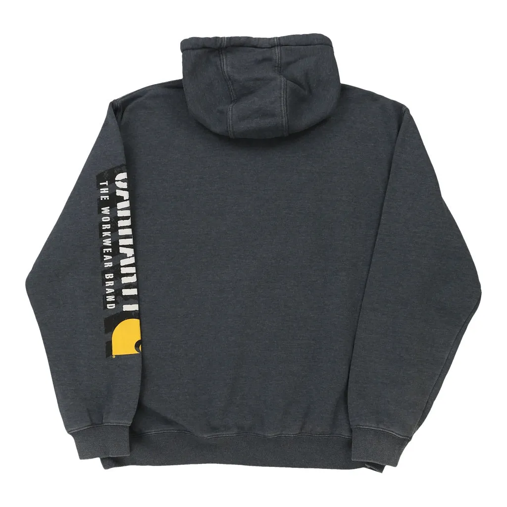 Carhartt Spellout Hoodie - Large Grey Cotton Blend