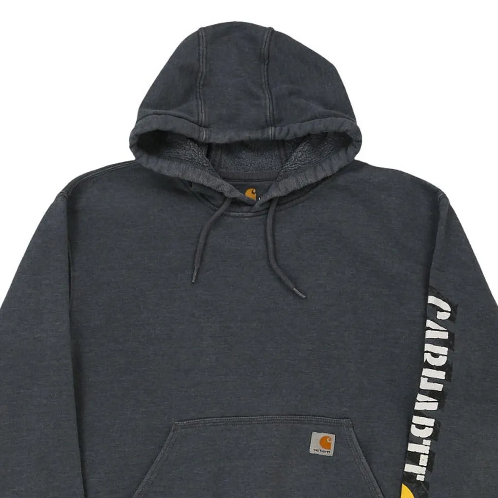 Carhartt Spellout Hoodie - Large Grey Cotton Blend