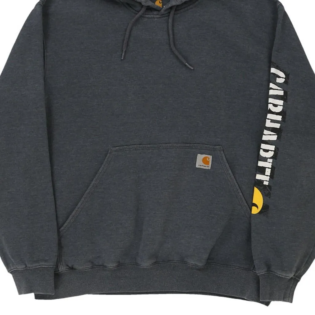 Carhartt Spellout Hoodie - Large Grey Cotton Blend