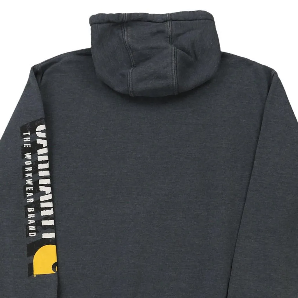 Carhartt Spellout Hoodie - Large Grey Cotton Blend