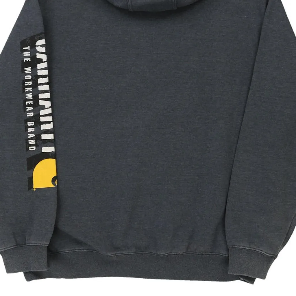 Carhartt Spellout Hoodie - Large Grey Cotton Blend