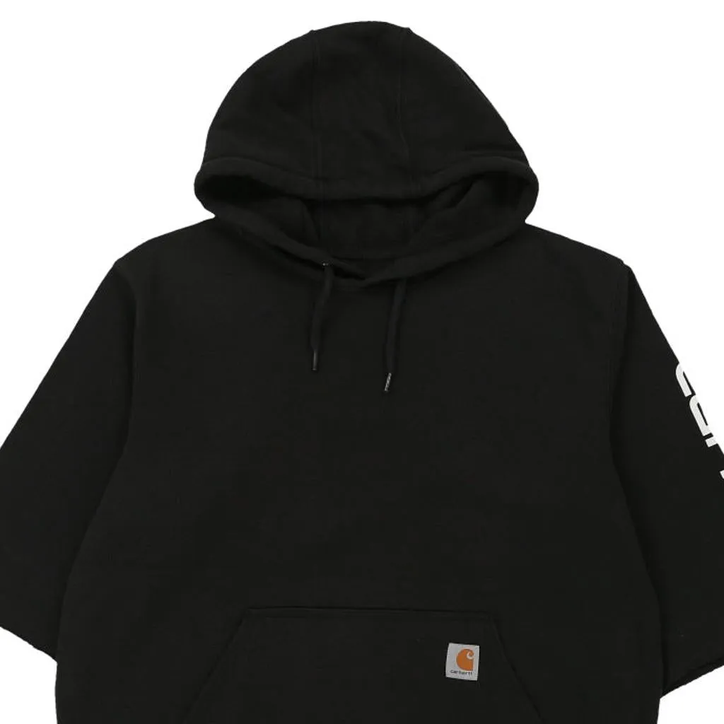 Carhartt Spellout Hoodie - Medium Black Cotton Blend