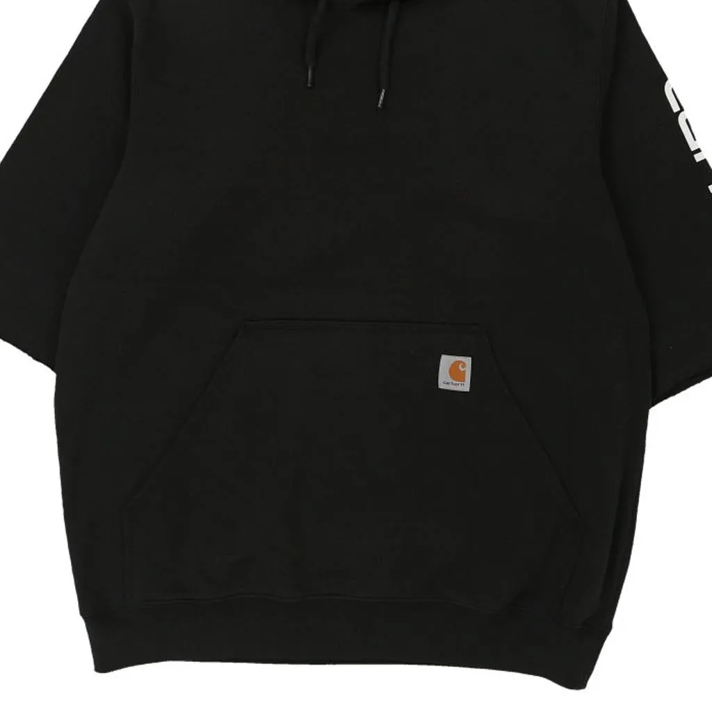 Carhartt Spellout Hoodie - Medium Black Cotton Blend