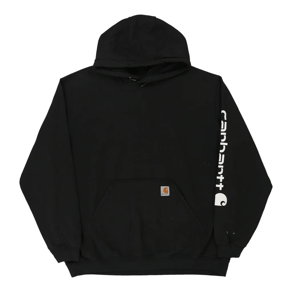 Carhartt Spellout Hoodie - XL Black Cotton Blend