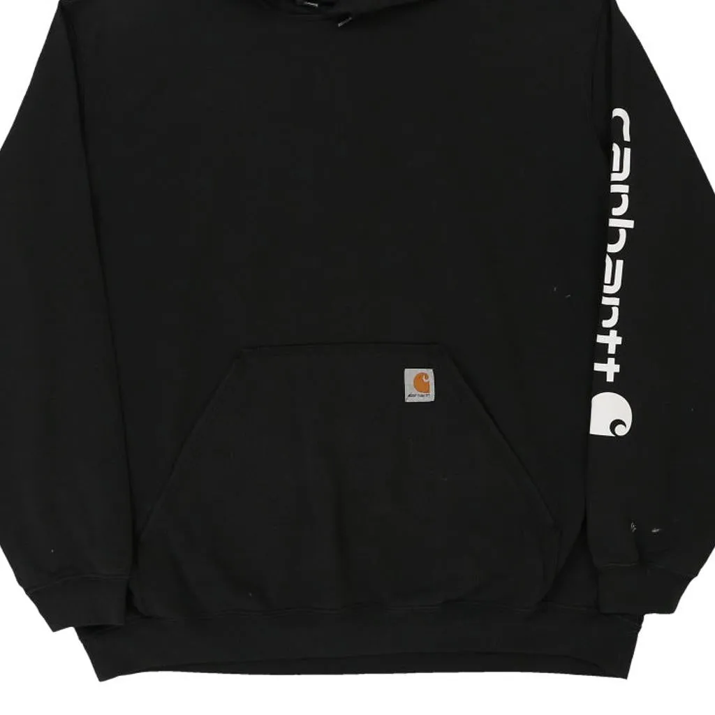 Carhartt Spellout Hoodie - XL Black Cotton Blend