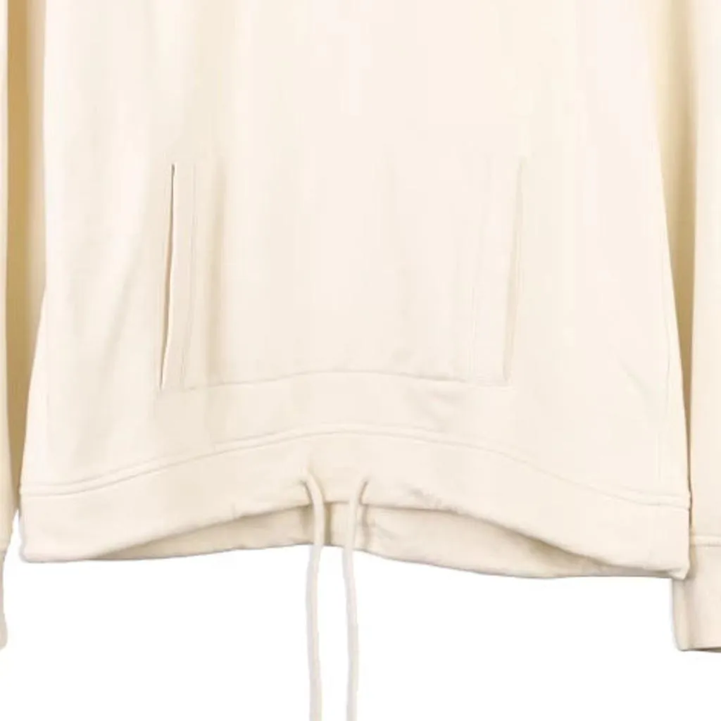 Champion Spellout Hoodie - Large Cream Cotton