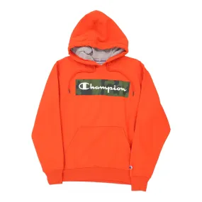 Champion Spellout Hoodie - Medium Orange Cotton Blend