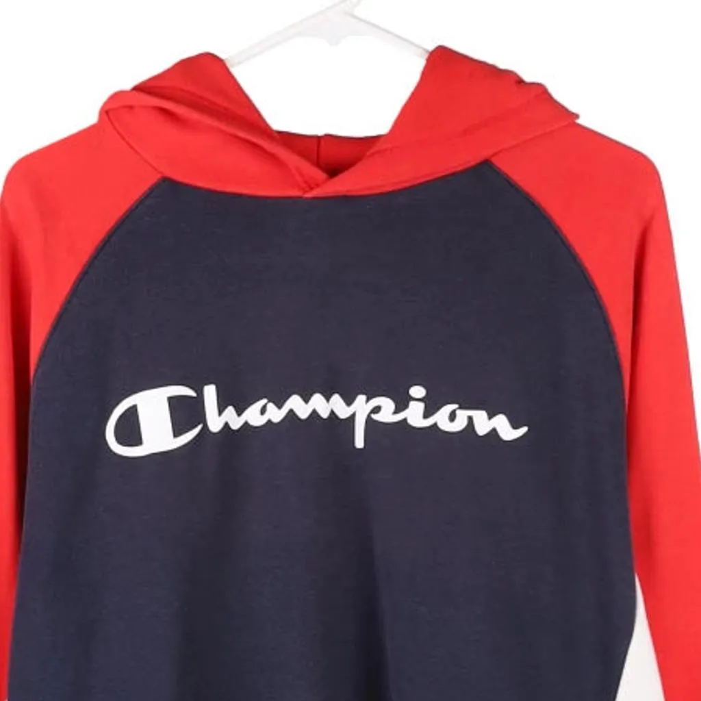 Champion Spellout Hoodie - XL Navy Cotton