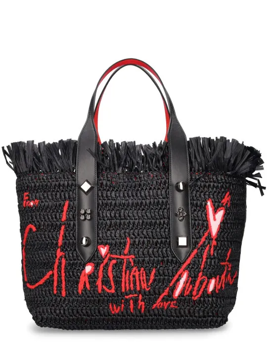 Christian Louboutin   Medium Frangibus raffia tote bag 