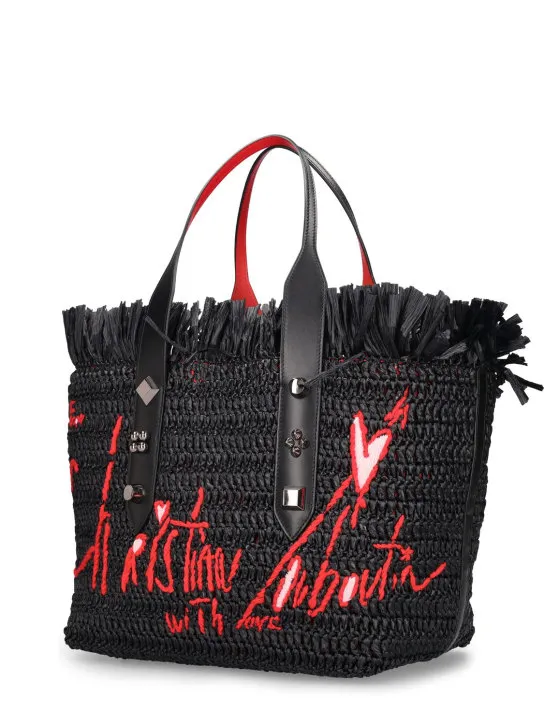 Christian Louboutin   Medium Frangibus raffia tote bag 