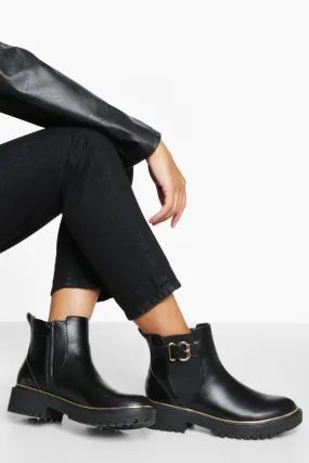 Chunky Buckle Chelsea Boots