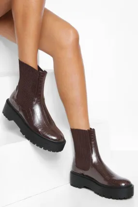 Chunky Croc Chelsea Boots