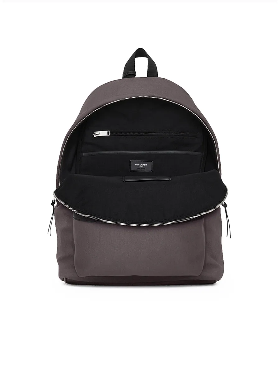 City Backpack in Nylon Canvas and Leather in Storm