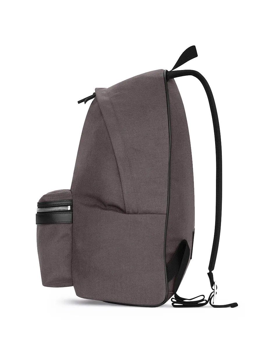 City Backpack in Nylon Canvas and Leather in Storm